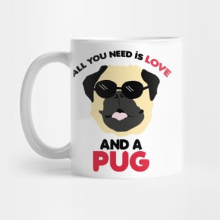 Pug Dog Lover All You need is Love / Red Pugs Pattern Mug